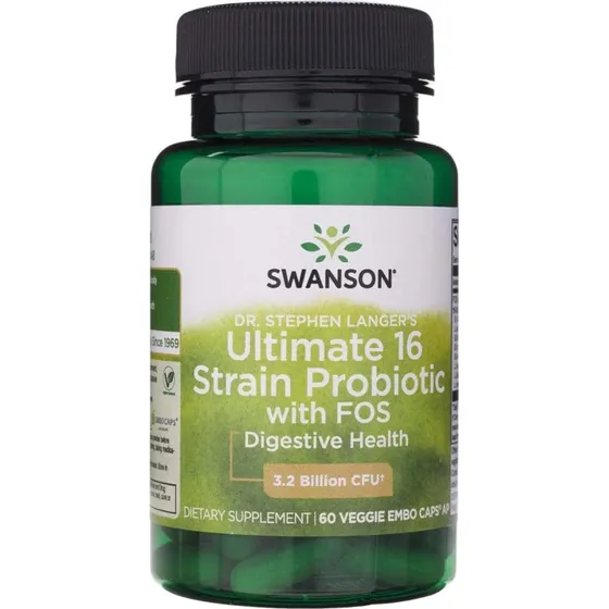 Swanson Ultimate 16 Ceppi Probiotici con FOS 60 Capsule Vegetali