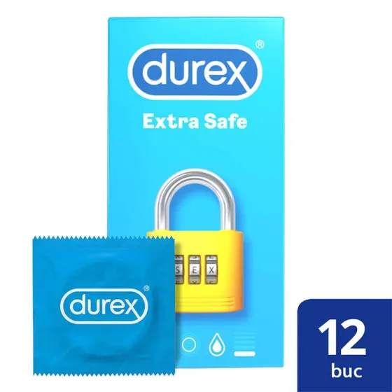 Durex Extra Safe - Preservativi rinforzati con lubrificante, 12 pz