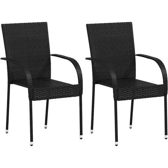 vidaXL Sedie Impilabili 2 pz Polyrattan Nere