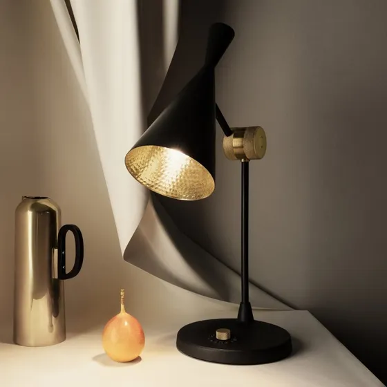 Tom Dixon Beat Table Lampada da Tavolo, Nero e Ottone