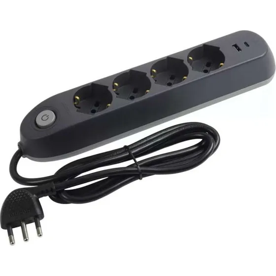 Bticino Multipresa Poker 4 Prese + 2 USB A-C Antracite