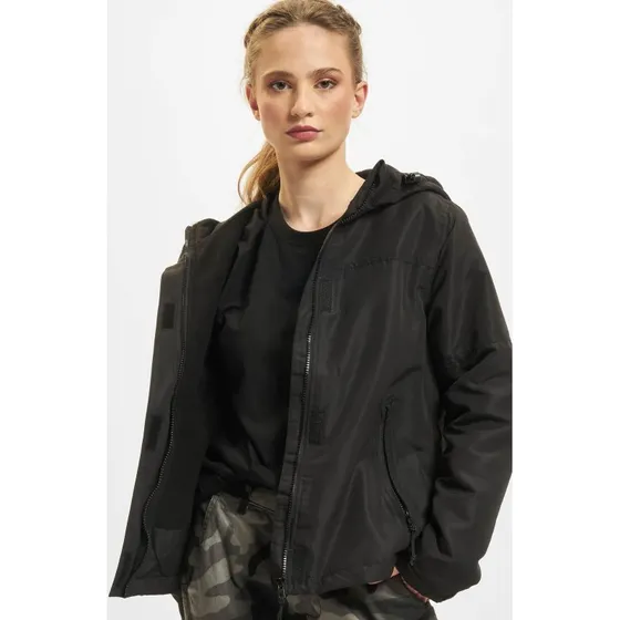 Giacca a vento Brandit da donna nera con zip e velcro