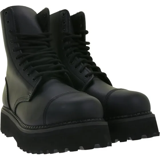 Stivali Brandit Phantom in Vera Pelle con Suola Platform Nero