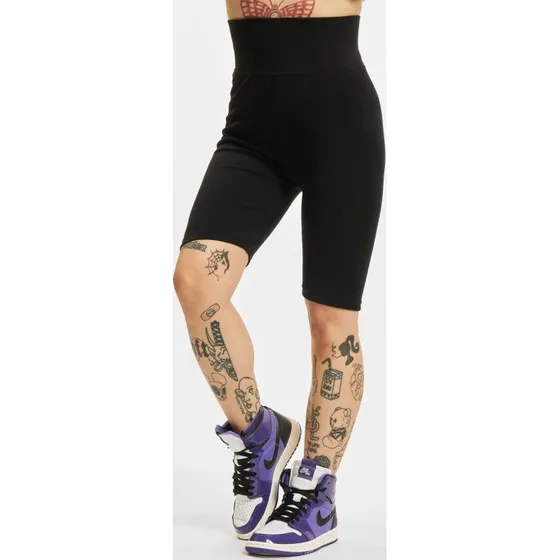 Urban Classics Pantaloncini da Donna con Vita Alta in Cotone Nero