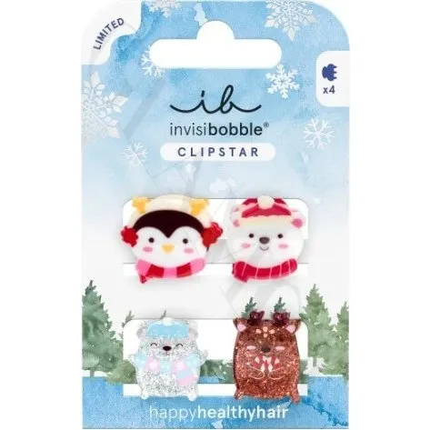 AMBITAS Invisibobble Clipstar Kids Cozy Snowy Friends - 4 Pezzi