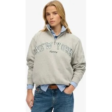 Superdry Felpa Mezza Zip Athletic Ess Applique - Grigia