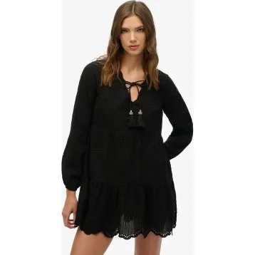 Superdry Abito Corto in Pizzo Nero W8011914A