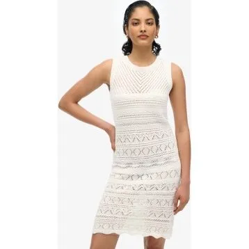 Superdry Mini Abito in Crochet Bianco W8011857A