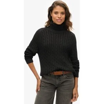 Superdry Maglia a Trecce Collo Alto Grigia - W6110614A