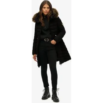 Superdry Cappotto Fuji in pelliccia sintetica nero, taglia L