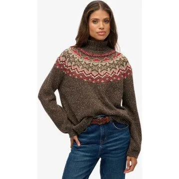 Superdry Maglione Dolcevita Fair Isle Marrone - W6110657A