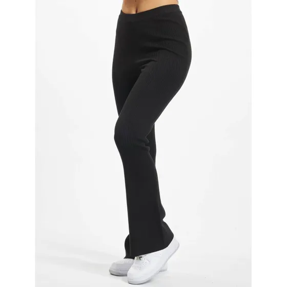 Urban Classics Pantaloni Bootcut a Coste per Donna - Neri