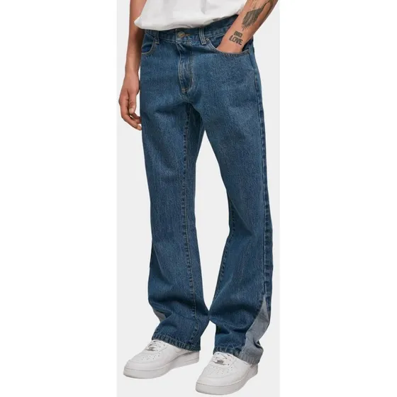 Jeans Urban Classics Blu con Tasche con Zip e Inserti Triangolari