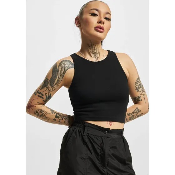 Urban Classics T-shirt Cropped a Costine da Donna - Nera