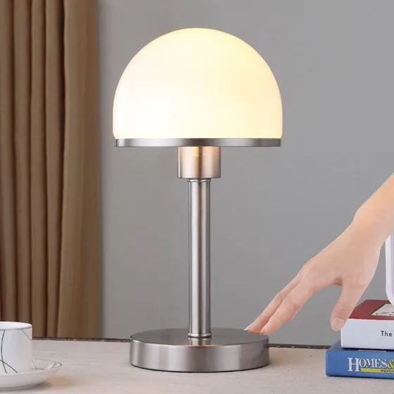 Lindby Jolie Lampada da Tavolo in Vetro Opalino e Nichel