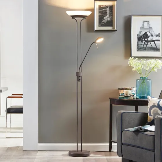 Lampada da pavimento LED Lindby Yveta, Ruggine, Dimmerabile