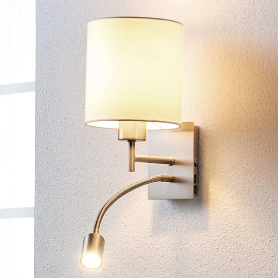 Lindby Applique Camilo Nichel - Lampada da Parete con LED per Lettura