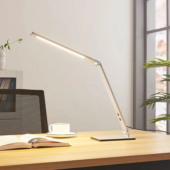 Lucande Lampada da Tavolo Nicano Alu - LED Regolabile