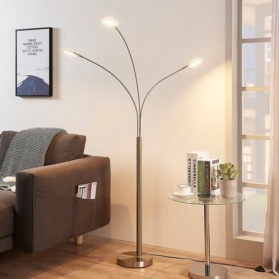 Lindby Anea Piantana 3 Luci Nickel/Bianco