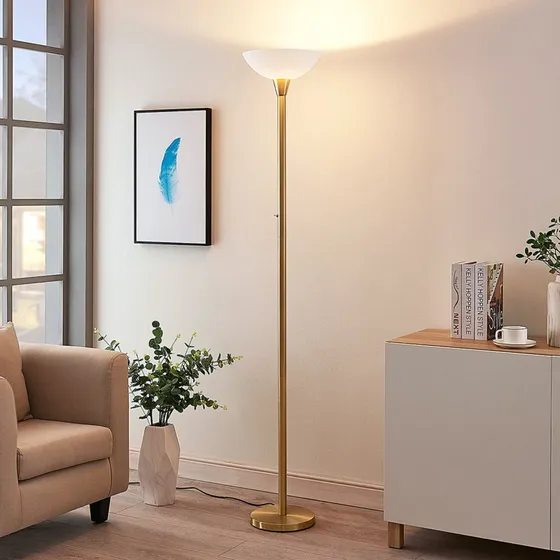 Lindby Ignacia Piantana in Ottone e Vetro Opal