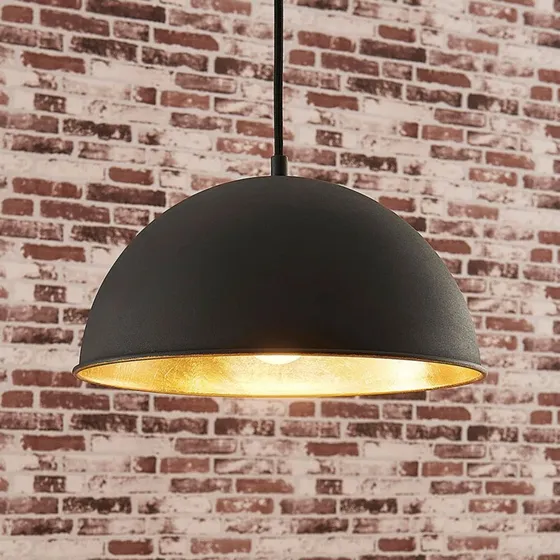 Lindby Lampada a Sospensione Leya Nero/Oro Ø 30 cm