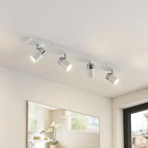 Lindby Kardo Plafoniera 4 Luci Bianco e Cromato