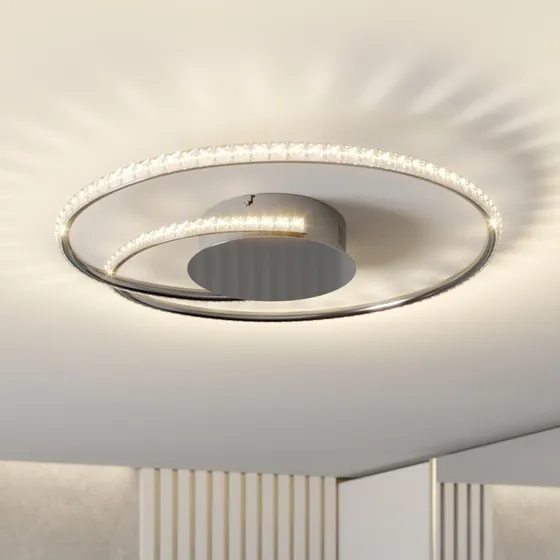 Lindby Joline Plafoniera LED Ø45 Chrome e Cristalli