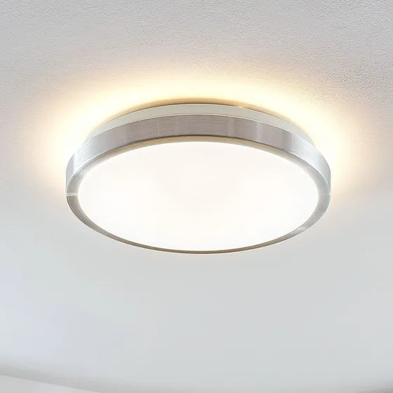 Lindby Plafoniera LED Emelie Ø 35 cm - Alluminio e Vetro Bianco