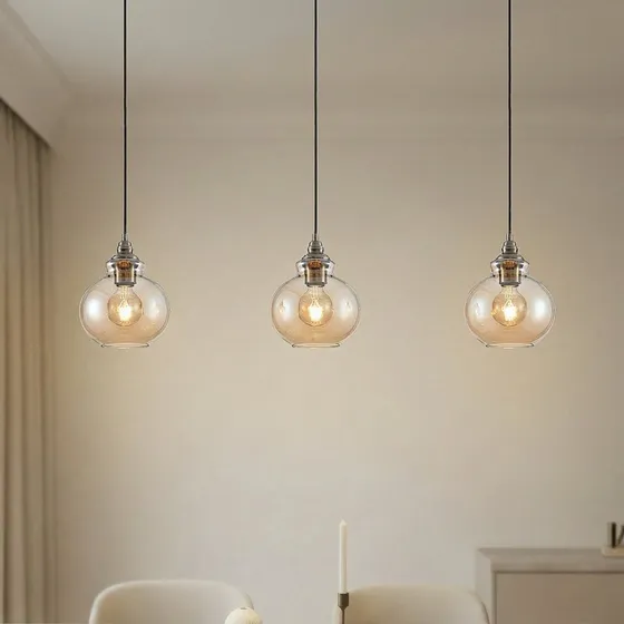 Lampada a Sospensione Tymoni Lindby Ambra e Vetro