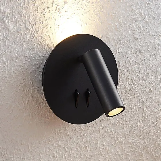 Lucande Magya Applique a Parete LED Rotonda - Nero