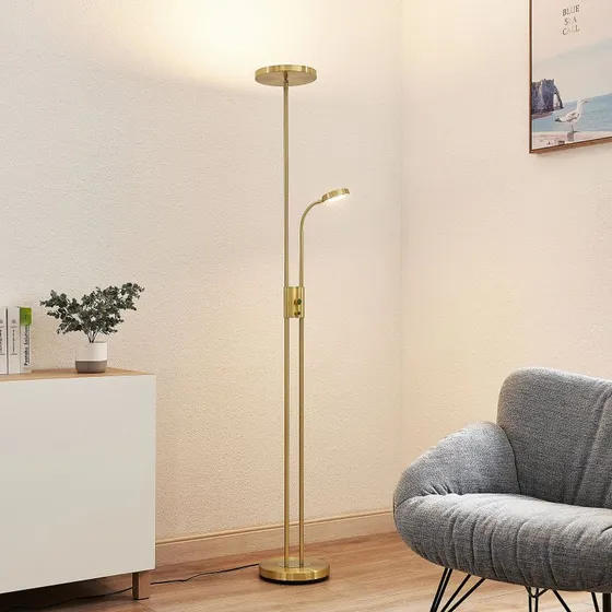 Lindby Piantana LED Seppa Round Matt Brass