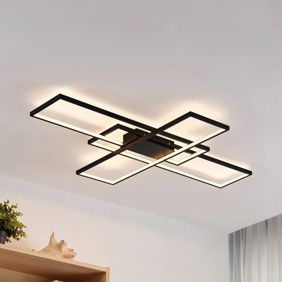 Lindby Tetson Plafoniera LED Nera Moderna