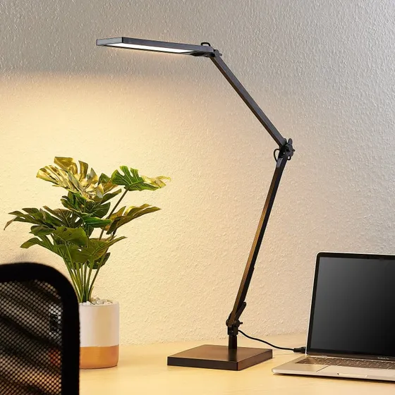 Lindby Lampada da scrivania LED Antisa, Nera, Dimmerabile