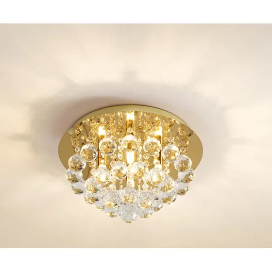 Lindby Gillion 4 Plafoniera in Cristallo e Oro - Ø 35 cm