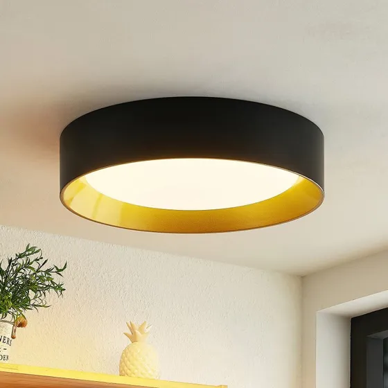 Lindby Kambia Plafoniera LED 45 cm - Nero e Oro