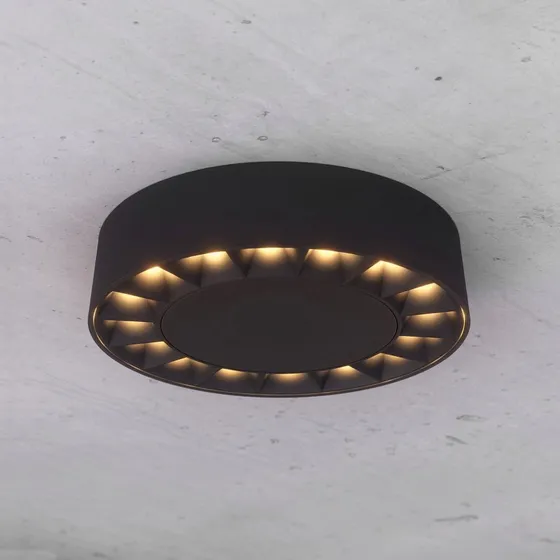 Kelissa Lucande Plafoniera LED Rotonda IP65 Nero