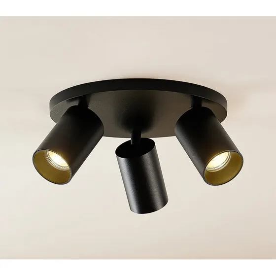 Brinja Plafoniera Rotonda Nera a 3 Luci - Design Moderno in Alluminio