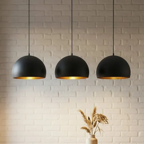 Lindby Tarjei Lampada a Sospensione L120 Nero/Oro