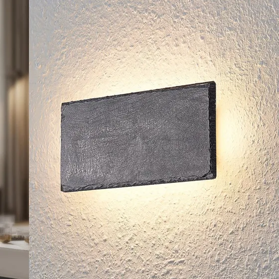 Lindby Applique a LED Peetu, 22 cm, Ardesia e Ferro, Dimmerabile