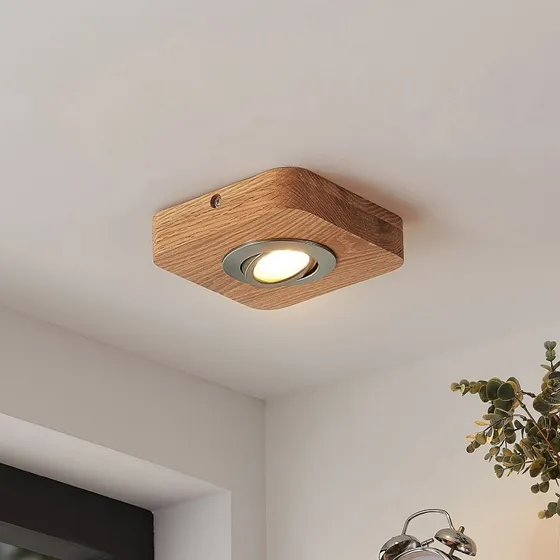 Lindby Mikari Plafoniera LED in Legno di Quercia