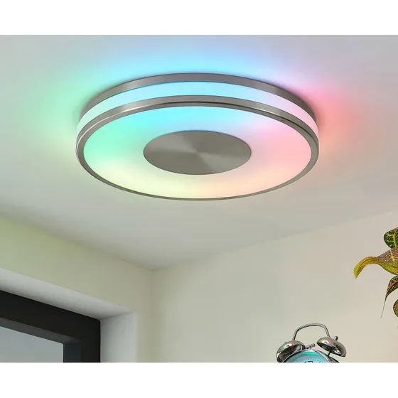 Fjella Lindby Plafoniera LED RGB CCT Nickel/Bianco