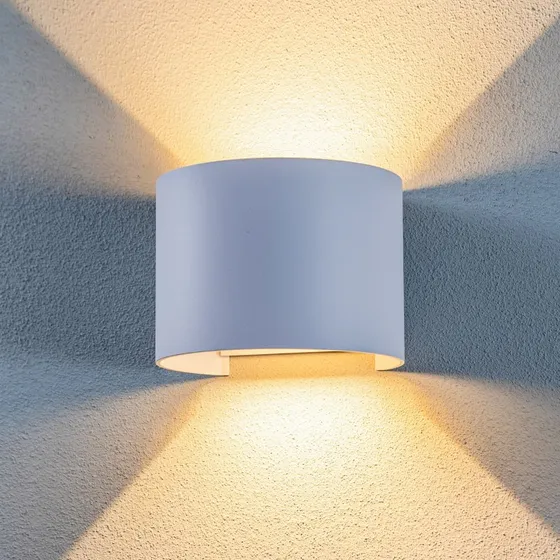 Applique da esterno LED Lindby Nivar, rotonda, bianca, metallo