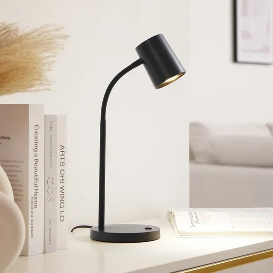 Lindby Radka Lampada da Tavolo Nero con Braccio Flessibile