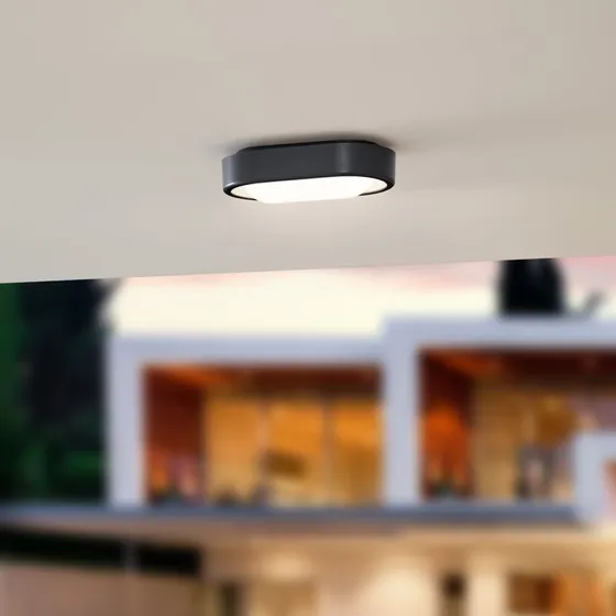 Lindby Niniel Plafoniera LED da Esterno Ovale Black/White