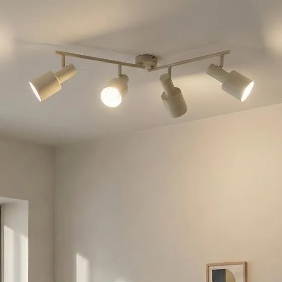 Faretto da soffitto Lindby Ovelia beige, 4 luci, 80 cm