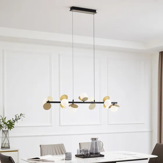 Lucande Lampada a Sospensione Pallo 7 LED Nero/Oro
