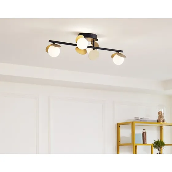 Lucande Pallo Plafoniera LED 4 Luci Nero/Oro