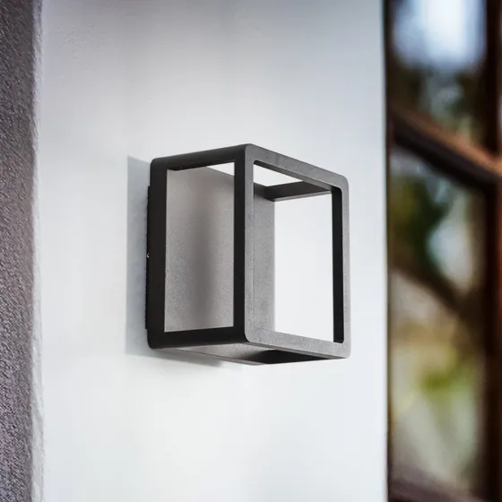 Applique da esterni LED Lucande Thorvid, 18 cm, Nera