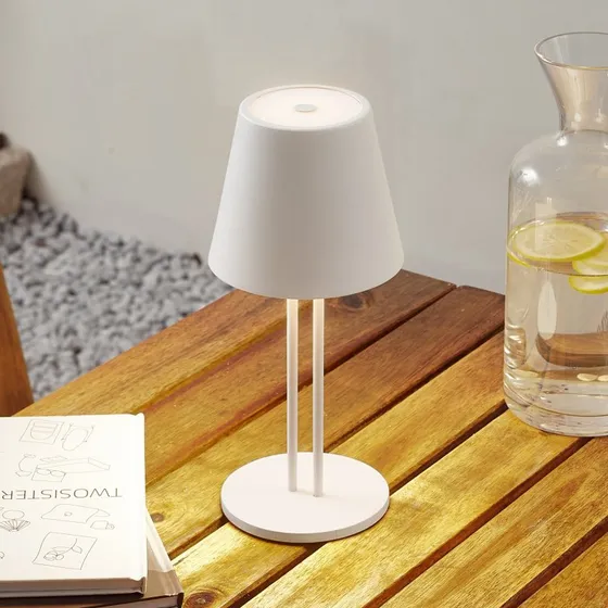 Lindby Janea Twin Lampada da Tavolo Portatile IP54 Bianca
