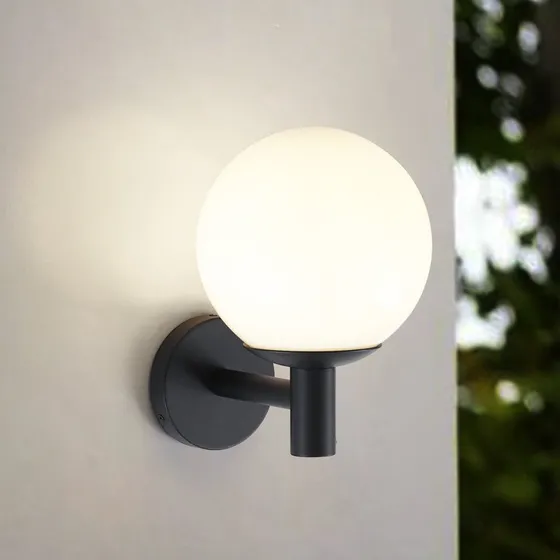 Lindby Applique da esterno Dangan Ø 20 cm Bianco/Nero IP44
